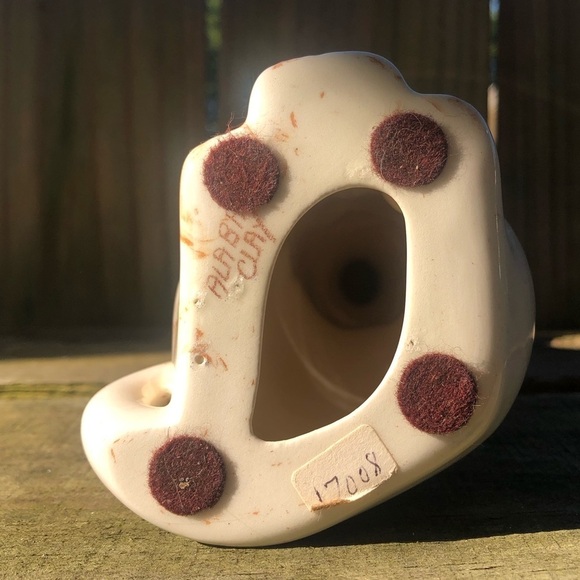 Alabama Clay Tall Sleek Cat Statuette Cream with Reddish Orange Swirls - Picture 5 of 7